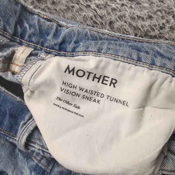 Mother Jeans Women 34 Blue Distressed High Waisted Tunnel Vision Sneak Baggy Y2k - Picture 4 of 10